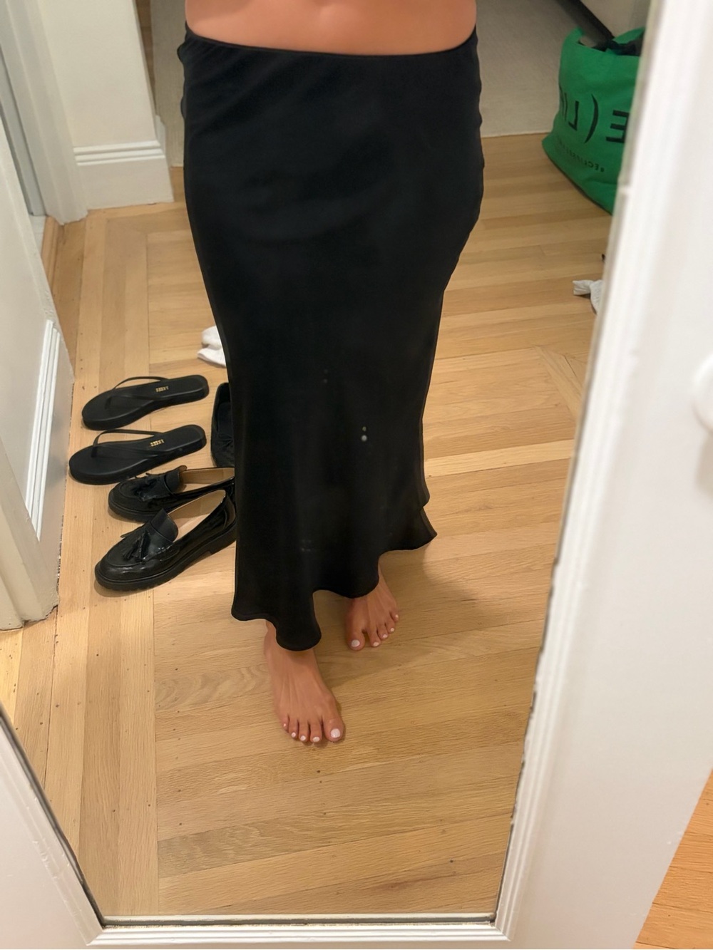Women's Black Midi Slip Skirt - Classic Silhouette Urban Outfitters